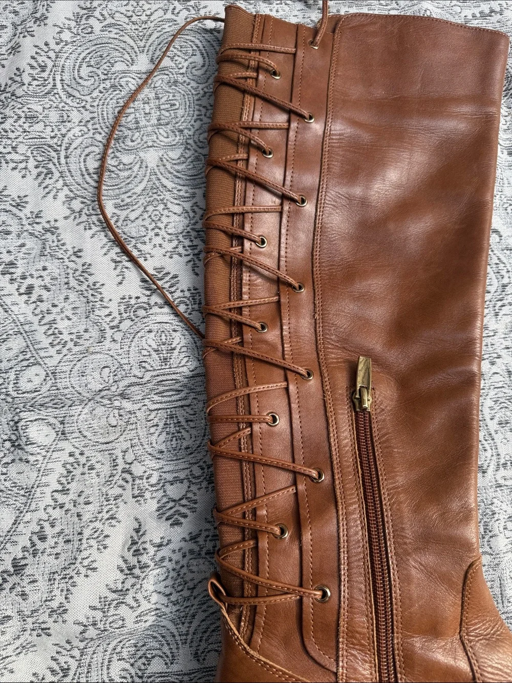 Tan Vince Camuto - Women's Brown Lace-Up Tall Riding Boots - 9.5M